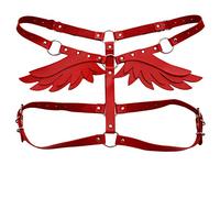 Limmion Women PU Faux Leather Harness Punk Sexy Body Chest Bondage Harness Angel Wings Waist Belt Gothic Erotic Lingerie Cosplay Costume for Rave Party Halloween