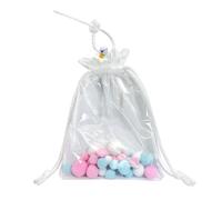 Limmoz Clear Figure Display Bag for Plush Doll, PVC Plastic Protective Case Cover with Silicone Rope, White Portable Storage Hanging Pouch, Drawstring Bag for Blind Box Anime Toy Collectible Charm