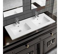 Limoge 4001A Ceramic 120Cm X 45Cm Thin-Edge Double Inset Basin With Scoop Bowl