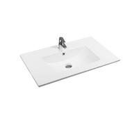 Limoge 4001A Ceramic 75cm x 45cm Thin-Edge Inset Basin with Scooped Bowl in White | Size: 75 cm x 45 cm Limoge White 75 cm x 45 cm