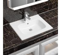 Limoge 4010 Ceramic 61cm Thin-Edge Inset Bathroom Basin with Oval Bowl - Modern Drop-in Self-Rimming Top-Mount Rectangular Sink for Vanity or Countertop Installation