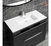 Limoge 4012 Ceramic 101cm Thin-Edge Inset Bathroom Basin with Rectangular Bowl - Modern Drop-in Self-Rimming Top-Mount Rectangular Sink for Vanity or Countertop Installation
