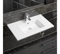 Limoge 4012 Ceramic 80cm x 45cm Thin-Edge Inset Basin with Rectangular Bowl in White | Size: 80 cm x 45 cm Limoge White 80 cm x 45 cm