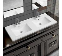 Limoge 5001 Ceramic 120Cm X 45Cm Mid-Edge Double Inset Basin With Scooped Bowl