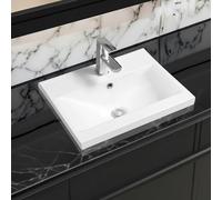 Limoge 5004 Ceramic 51cm Mid-Edge Inset Basin with Dipped Bowl - White - Ceramic - 51cm