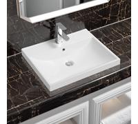 Limoge 5409 Ceramic 60cm x 45cm Thick-Edge Inset Basin with Scooped Full Bowl in White | Size: 60 cm x 45 cm Limoge White 60 cm x 45 cm