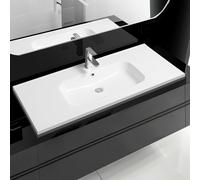 Limoge 5414 Ceramic 121cm Mid-Edge Inset Basin with Oval Bowl - White - 120cm