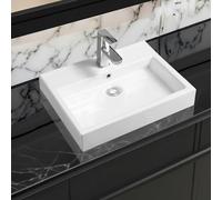 Limoge 7549 Ceramic 51cm Thick-Edge Inset Basin with Rectangular Full Bowl - White - Ceramic - 51cm