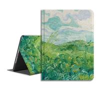 LiMon Arts Case for iPad Air 5th/4th Gen 10.9" with Landscape Art Design, Folio Cute Cover, Auto Wake/Sleep Multi-Angle Leather with Pencil Holder, Lightweight Green Lovely Vintage Painting
