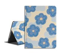 LiMon Arts Case for iPad Mini 5th/4th Gen 7.9" with Flower Art Design for Women Girls, Folio Cute Cover, Auto Wake/Sleep Multi-Angle Premium Leather with Pencil Holder, Smart Teal Blue Bloom