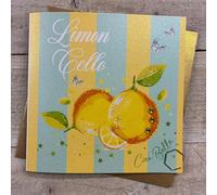 Limon Cello Lemons - Stripes Birthday Card Hand decorated with Glitter & Gems. (DP234)