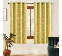 LIMON HOME 100% Boho Blackout Curtains Mustard Yellow 54 Inch lench Farmhouse Curtain for Small Window