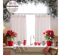 LIMON HOME 40" Long Boho Curtains with Pinch Pleats, Striped, Pink
