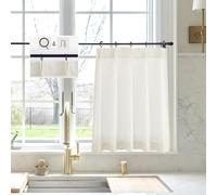 LIMON HOME Natural Linen Kitchen Curtains 20 inch Length Pinch Pleat Cafe Curtains 1 Panels