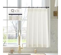 LIMON HOME Natural Linen Kitchen Curtains 24x36 inch Length Pinch Pleat Cafe Curtains 1 Panels