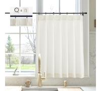 LIMON HOME Natural Linen Kitchen Curtains 36" W x 24" L Pinch Pleat Cafe Curtains 1 Panels