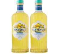 Limoncello Benvenuti 50cl - Sicilian Lemon Liqueur - Natural Ingredients - No Artificial Colourings, or Flavourings - 28% ABV (Pack of 2)