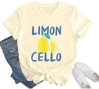 Limoncello Shirt Women's Lemon T-Shirts Letter Fruit Printed Graphic Tees Short Sleeve Casual T-Shirt