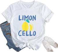 Limoncello Shirt Women's Lemon T-Shirts Letter Fruit Printed Graphic Tees Short Sleeve Casual T-Shirt