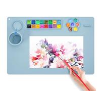 Limous Silicone Painting Mat - 24"x16" with Cup Holder, 16-Color Separator for DIY Art & Clay Creation