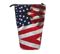 LimPac American Flag1 Print Telescopic Pencil Case, Stand Up Stationery Bag, Retractable Pen Holder With Zipper