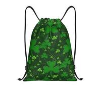 Limpac Background St. Patrick's Day Glitter Print Drawstring Backpack Gym Fitness Travel Sports Storage Bag For Men Women, Black, S