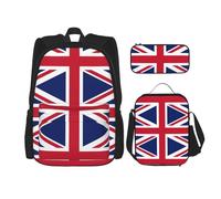 LimPac British Flag Stylish Travel Backpack, Lunch Box, Pencil Case Set, Cute Water Resistant Durable Lightweight Black, One Size, Black, Rozmiar uniwersalny