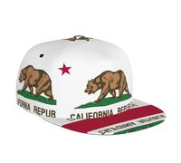 LimPac California State Flag Unisex Flat Brimmed Baseball Cap Adjustable Snapback Hat, Hip Hop Style for Men Women Black, Black, One size
