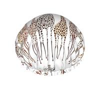 Limpac Cute Cartoon Funny Giraffes Reusable Luxury Shower Cap For Women, Double Layers Protective Elastic For Ladies Salon Spa