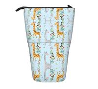 LimPac Cute Giraffe Flowers Print Telescopic Pencil Case, Stand Up Stationery Bag, Retractable Pen Holder With Zipper