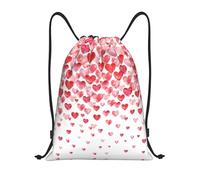 Limpac Falling Red Hearts Print Drawstring Gym Backpack Bag, Fitness Travel Beach Sports Storage for Men Women, Black, M