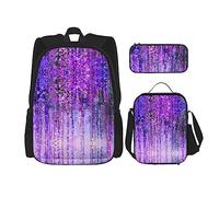 LimPac Floral Tree Stylish Travel Backpack, Lunch Box, Pencil Case Set, Cute Water Resistant Durable Lightweight Black, One Size, Black, Rozmiar uniwersalny