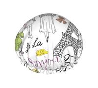 Limpac French Paris Tour Eiffel Tower Women's Luxury Shower Cap, Double Layer Protective Elastic Reusable Adjustable Shower Cap