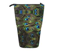 LimPac Fresh Peacock Print Telescopic Pencil Case, Stand Up Stationery Bag, Retractable Pen Holder With Zipper