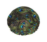 Limpac Fresh Peacock Reusable Luxury Shower Cap For Women, Double Layer Protective Elastic For Ladies Salon Spa