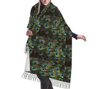 LimPac Fresh Peacock Women'S Scarf Pashmina Shawls, Winter Warm Large Scarf Wrap Liripoop-Printing Design, Fresh Peacock, One Size