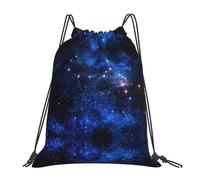 LimPac Galaxy Night Print Drawstring Bags Gym Backpack Cinch Bag, Travel Beach Sports String Sack For Women Men, White, One Size
