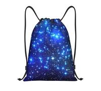 Limpac Galaxy Stars Print Drawstring Gym Backpack Bag, Fitness Travel Beach Sports Storage for Men Women, Black, M