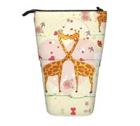 LimPac Giraffe Heart Flower Butterfly Print Telescopic Pencil Case, Stand Up Stationery Bag, Retractable Pen Holder With Zipper