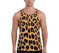 LimPac Giraffe Print Men's Workout Tank Top Shirts, Quick Dry Sleeveless Muscle Gym Bodybuilding Beach Tee, Black, Large