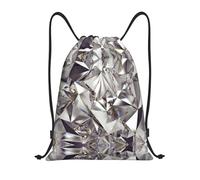 Limpac Glitter Abstract Diamond Crystal Pattern Print Drawstring Gym Backpack Fitness Travel Beach Storage for Men Women, Black, S