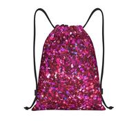 Limpac Glitter Pattern Print Drawstring Gym Backpack Bag, Fitness Travel Beach Sports Storage for Men Women, Black, S