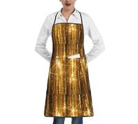 LimPac Gold Sequin Sparkle Chef Apron For Men And Women Kitchen Cooking Adjustable, 1 Pocket, Water Oil Resistant, Gold Sequin Sparkle, One size