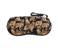 LimPac Gold Sequin Sparkle Stylish Glasses Case,Sunglasses Case - Oversized, Zipper Closure, Trendy Print Design, Golden Retrievers, One Size