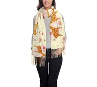 LimPac Green Number Binary Women Fall Winter Spring Scarf Pashmina Shawls Long Fringed Wraps Large Warm Scarves, Giraffe Heart Flower Butterfly, One Size