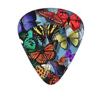 Limpac Hand Drawn Colorful Butterfly 12pcs Guitar Cubes, 3 Thickness Include 0.46mm, 0.71mm, 0.96mm, With Organizer Storage Box