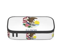 LimPac Illinois State Flag Large Capacity Pencil Case Bag, Zippered Pen Pouch Organizer For College Office Makeup