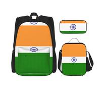 LimPac Indian Flag Stylish Travel Backpack, Lunch Box, Pencil Case Set, Cute Water Resistant Durable Lightweight Black, One Size, Black, Rozmiar uniwersalny