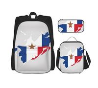 LimPac Panama Flag Map Star Stylish Travel Backpack, Lunch Box, Pencil Case Set, Cute Water Resistant Durable Lightweight Black, One Size, Black, Rozmiar uniwersalny