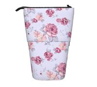 LimPac Red Roses Floral Print Telescopic Pencil Case, Stand Up Stationery Bag, Retractable Pen Holder With Zipper